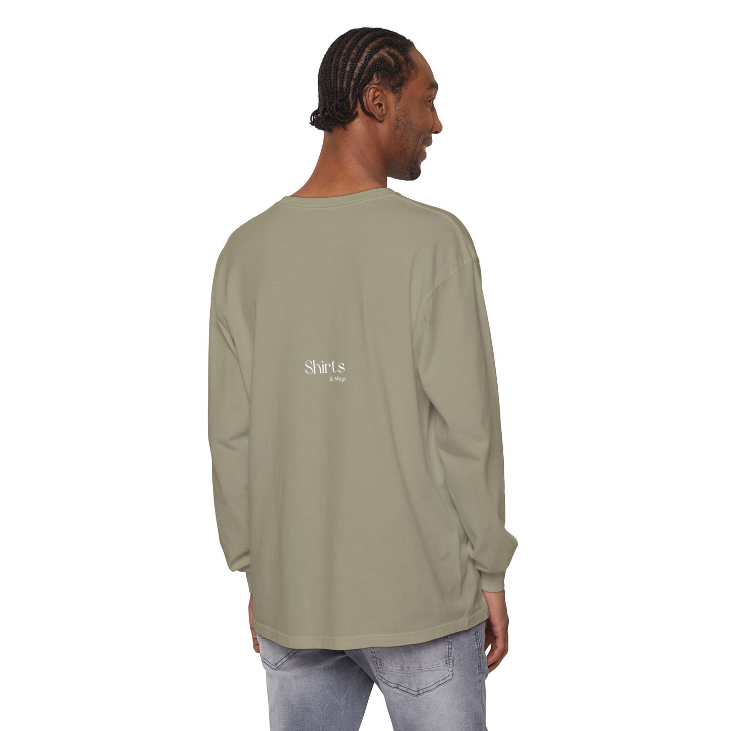 Peaceful Power Long Sleeve Tee, Men's Comfort Casual Wear, Mindfulness Gift, Positive Message Shirt, Everyday Wear
