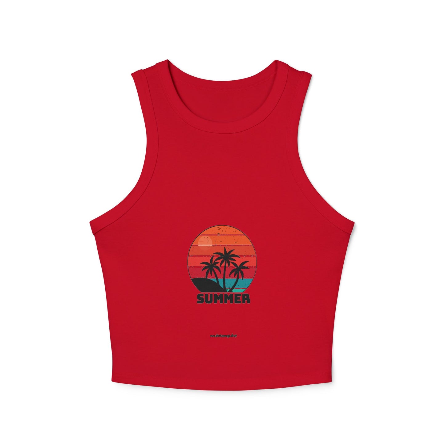 Summer Vibes Women's Micro Rib Racer Tank Top, Beachwear for Women, Casual Summer Top, Lightweight Summer Shirt, Vacation Essentials