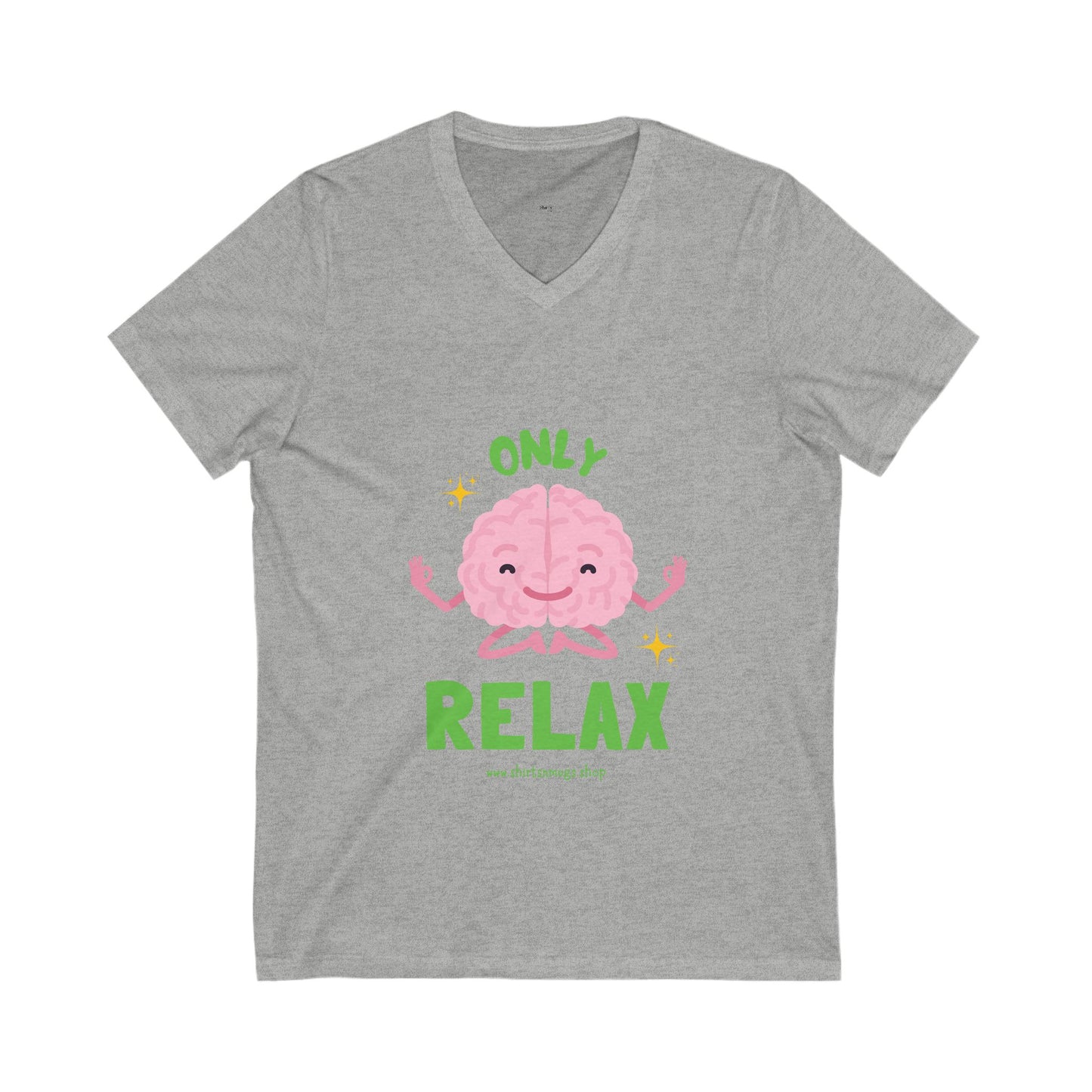 Women's Relaxing Brain V-Neck Tee, Cute Graphic Tee, Stress Relief Shirt, Gifts for Mental Wellness, Fun Casual Wear
