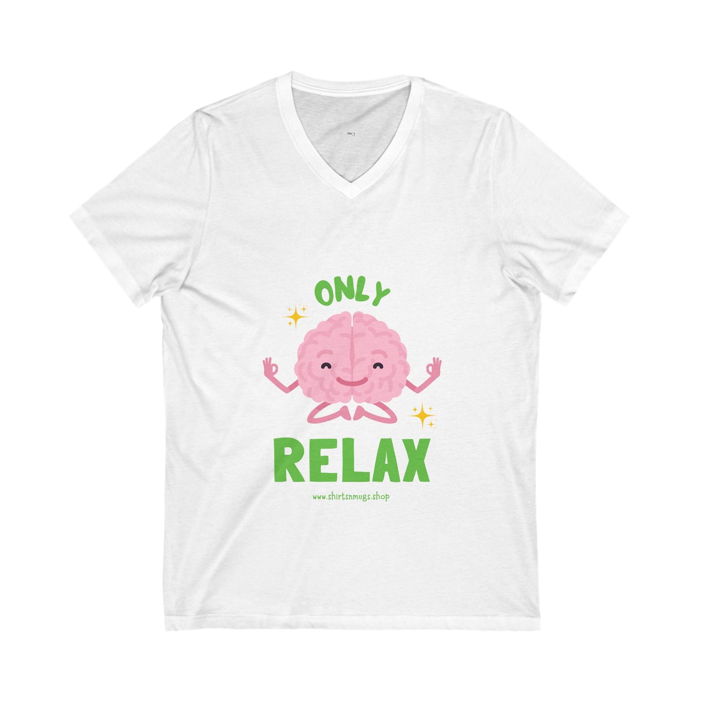 Women's Relaxing Brain V-Neck Tee, Cute Graphic Tee, Stress Relief Shirt, Gifts for Mental Wellness, Fun Casual Wear