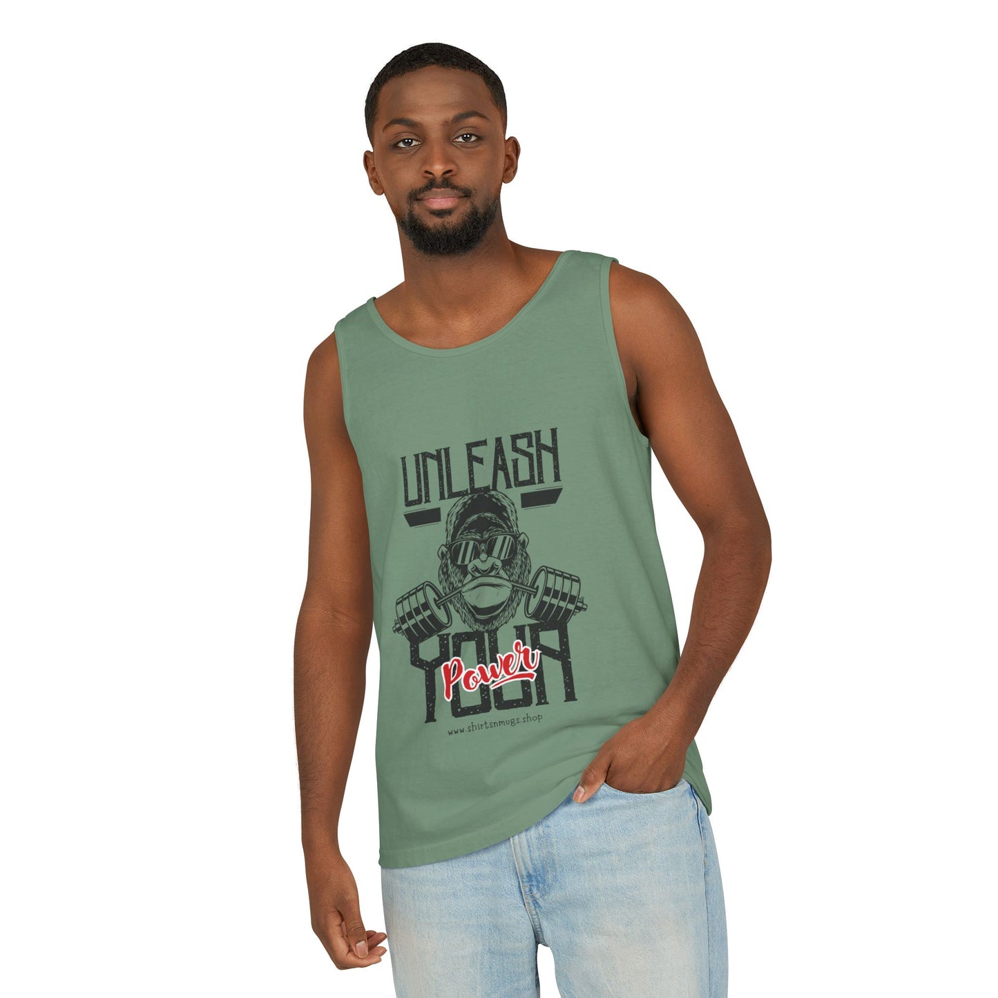 Unisex Garment-Dyed Tank Top - Unleash Your Power Fitness Wear, Workout Tank, Gym Apparel, Casual Summer Top, Motivational Shirt