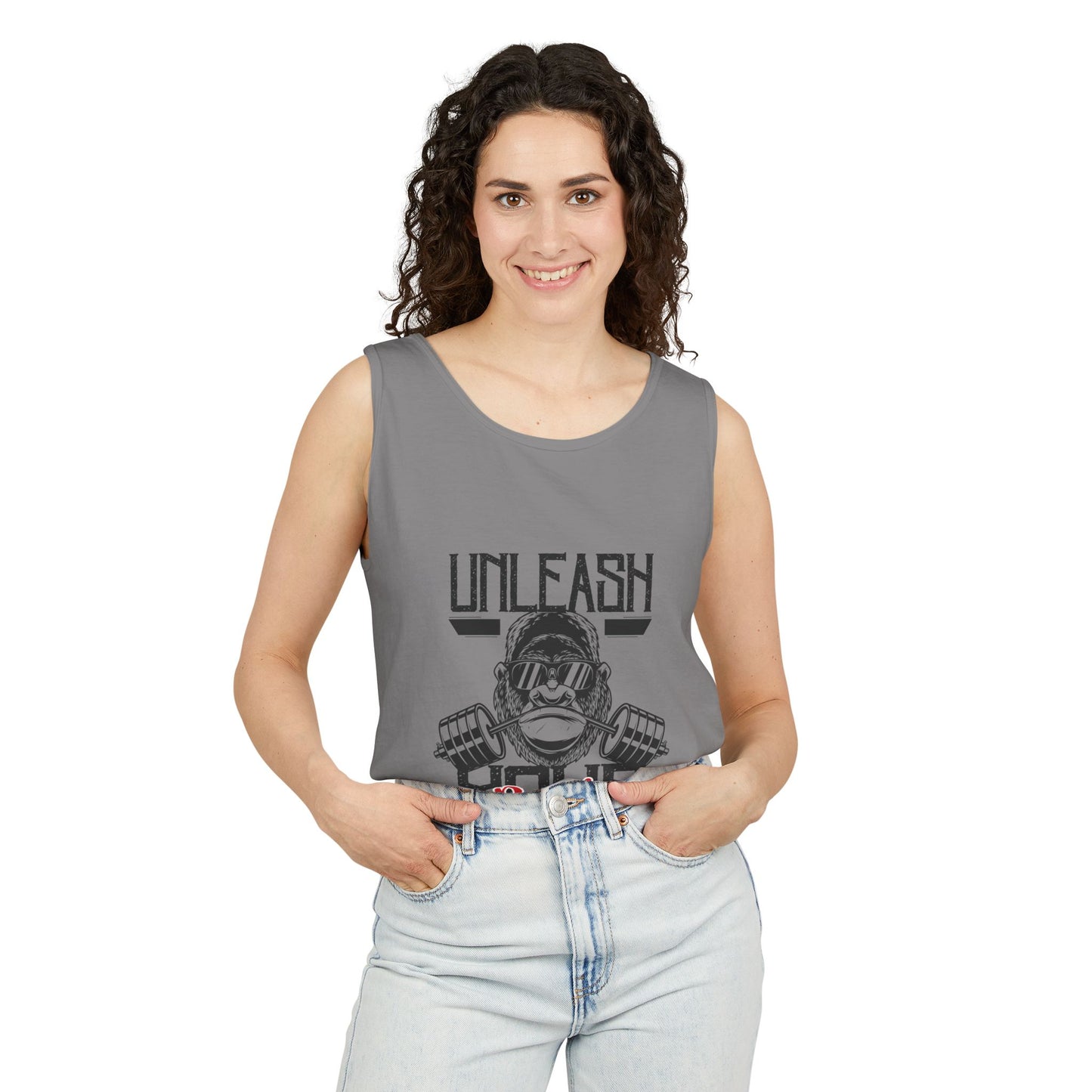 Unisex Garment-Dyed Tank Top - Unleash Your Power Fitness Wear, Workout Tank, Gym Apparel, Casual Summer Top, Motivational Shirt