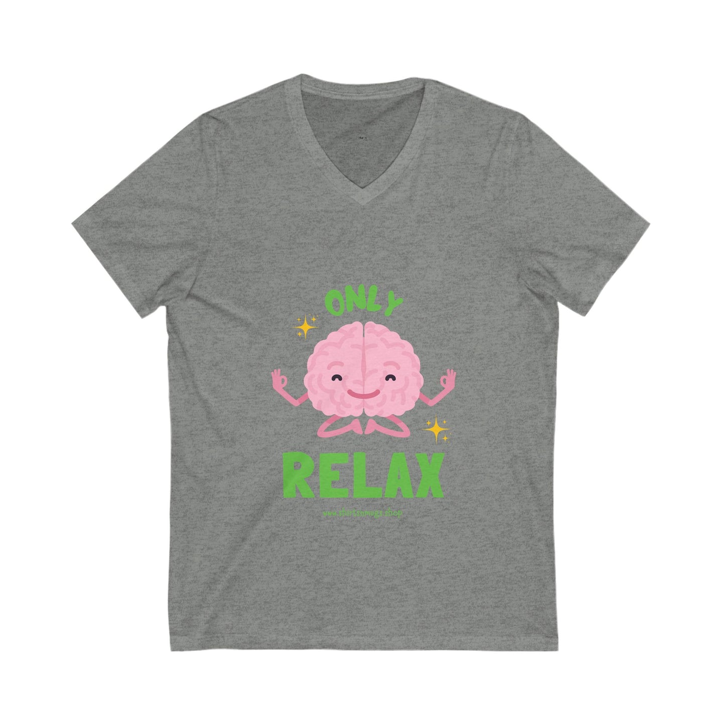 Women's Relaxing Brain V-Neck Tee, Cute Graphic Tee, Stress Relief Shirt, Gifts for Mental Wellness, Fun Casual Wear