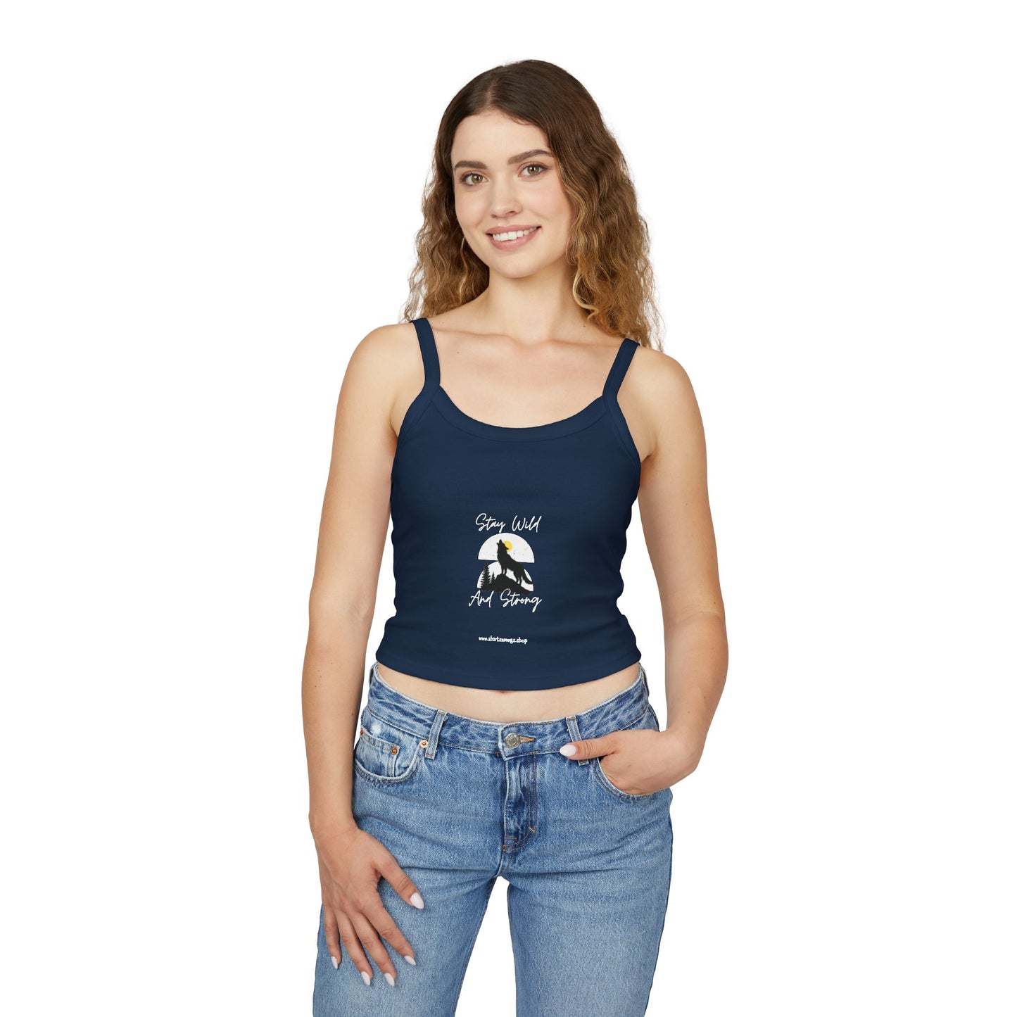 Women's Spaghetti Strap Tank Top - Stay Wild and Free, Summer Crop Top, Festival Wear, Casual Tank, Boho Style, Beach Essentials, [...]