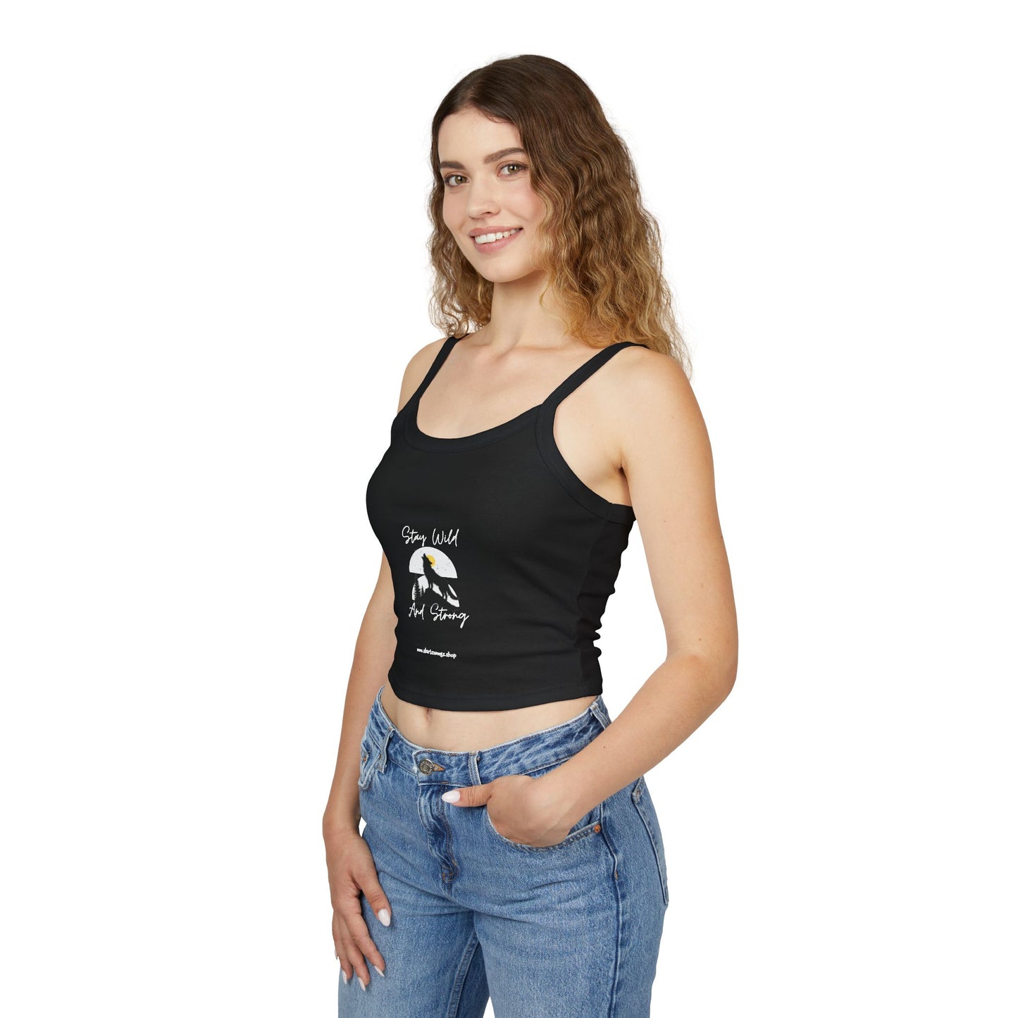 Women's Spaghetti Strap Tank Top - Stay Wild and Free, Summer Crop Top, Festival Wear, Casual Tank, Boho Style, Beach Essentials, [...]
