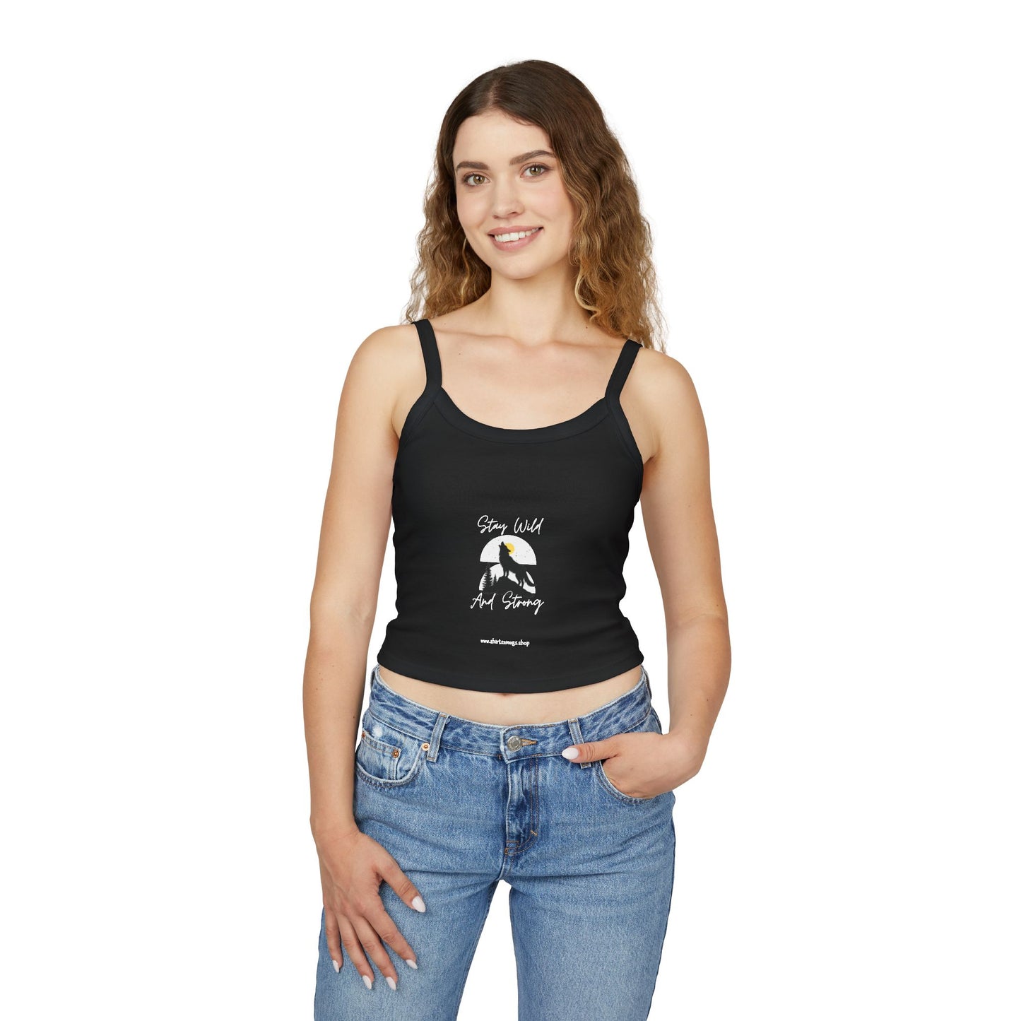 Women's Spaghetti Strap Tank Top - Stay Wild and Free, Summer Crop Top, Festival Wear, Casual Tank, Boho Style, Beach Essentials, [...]