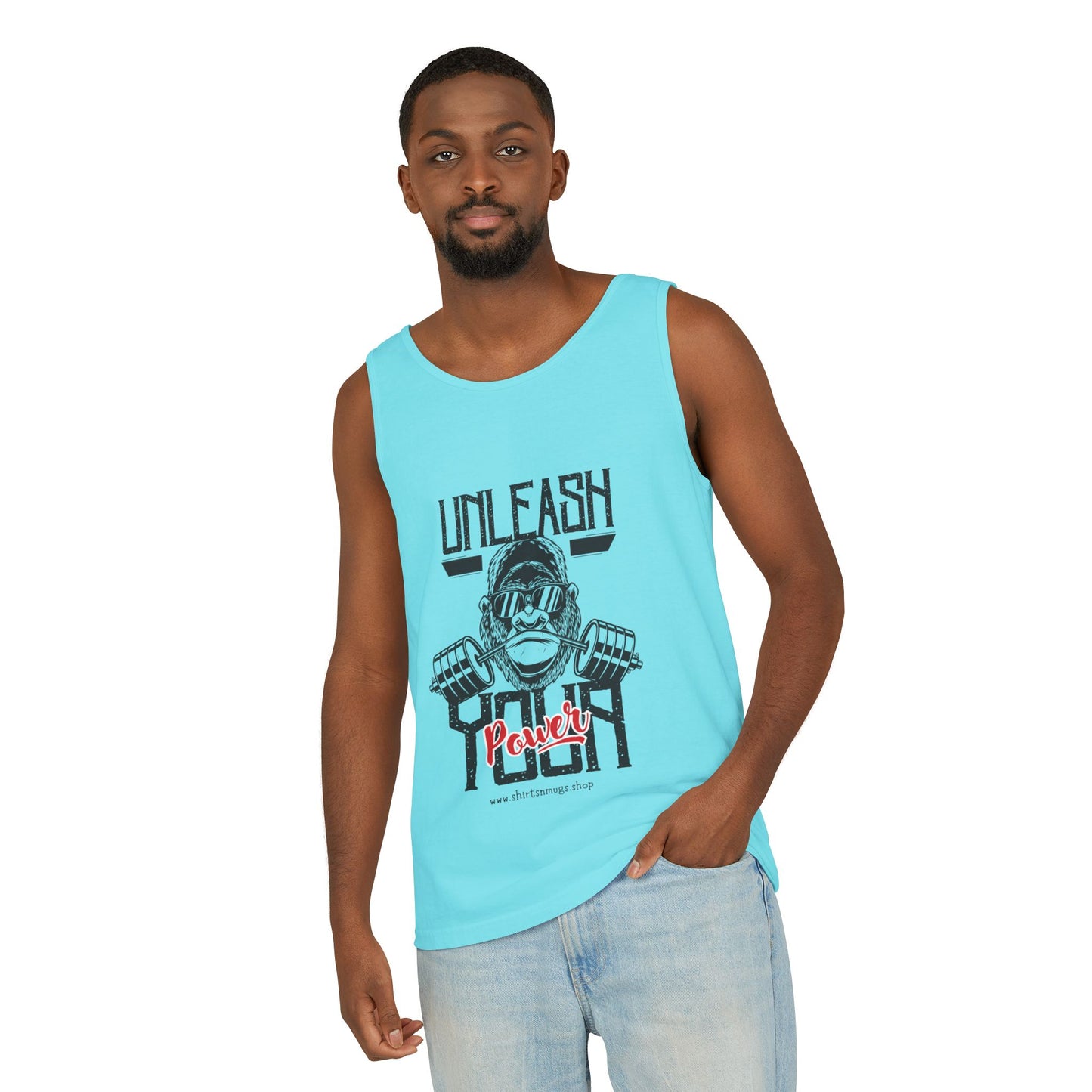 Unisex Garment-Dyed Tank Top - Unleash Your Power Fitness Wear, Workout Tank, Gym Apparel, Casual Summer Top, Motivational Shirt