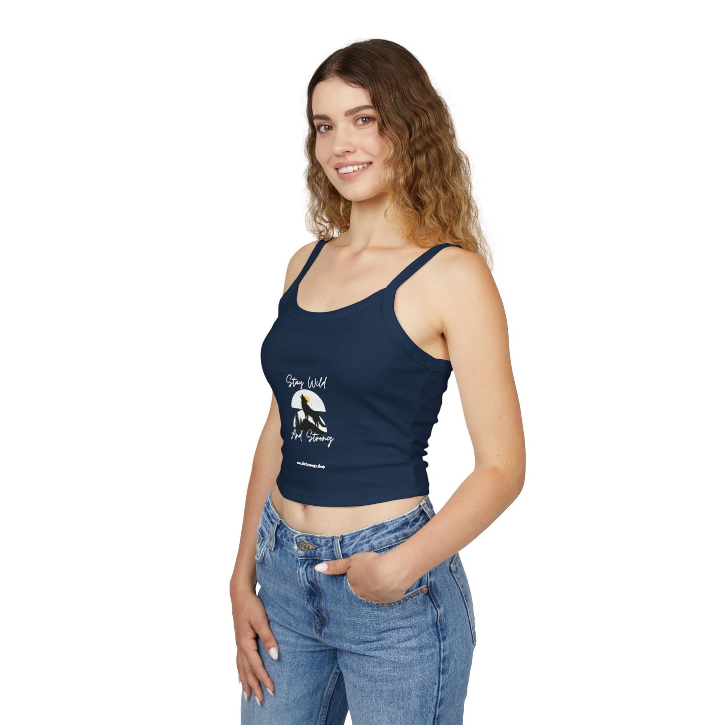 Women's Spaghetti Strap Tank Top - Stay Wild and Free, Summer Crop Top, Festival Wear, Casual Tank, Boho Style, Beach Essentials, [...]