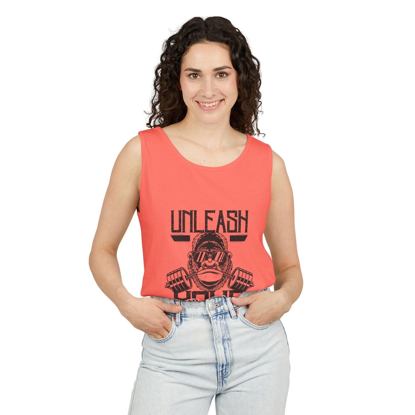 Unisex Garment-Dyed Tank Top - Unleash Your Power Fitness Wear, Workout Tank, Gym Apparel, Casual Summer Top, Motivational Shirt