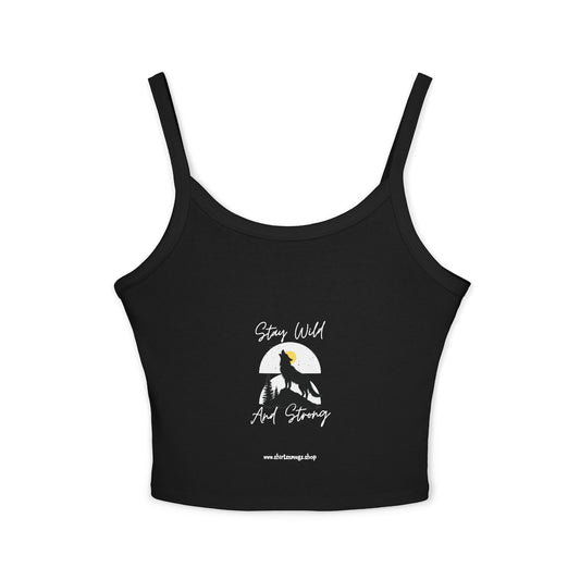 Women's Spaghetti Strap Tank Top - Stay Wild and Free, Summer Crop Top, Festival Wear, Casual Tank, Boho Style, Beach Essentials, [...]