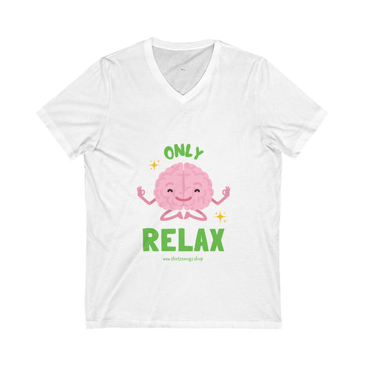 Women's Relaxing Brain V-Neck Tee, Cute Graphic Tee, Stress Relief Shirt, Gifts for Mental Wellness, Fun Casual Wear