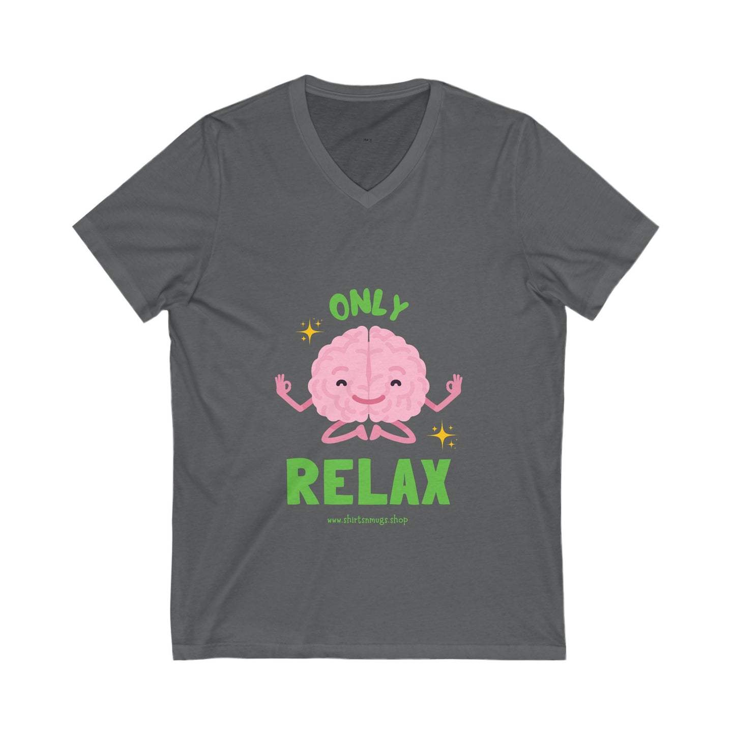 Women's Relaxing Brain V-Neck Tee, Cute Graphic Tee, Stress Relief Shirt, Gifts for Mental Wellness, Fun Casual Wear