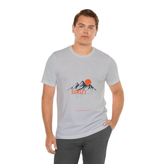 Sunset Mountain Tee, Unisex Casual Shirt, Nature Lover Gift, Adventure T-Shirt, Summer Outfit, Outdoor Apparel